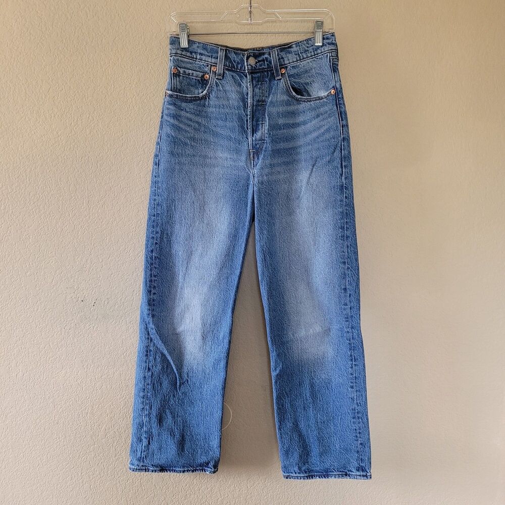 Levi's Premium Womens Ribcage Straight Denim Jeans Size 28x27 Blue Pocket Casual